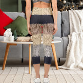 クリスマスシカグラフィック刺繍ウールストライプニット カプリレギンス