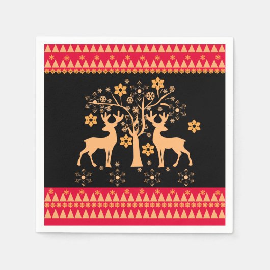 クリスマスシカ スタンダードカクテルナプキン (正面)