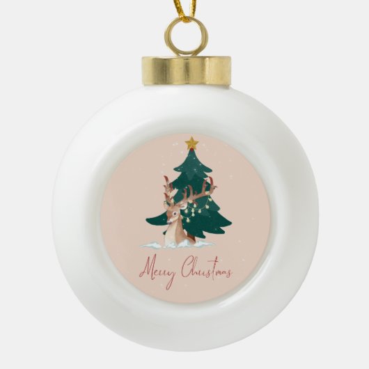 クリスマスシカ セラミックボールオーナメント (正面)