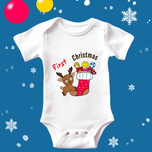 クリスマスシカ ベビーボディスーツ