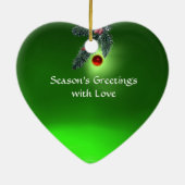 クリスマスシカ,松の果冠,赤緑の宝石 セラミックオーナメント (裏面)