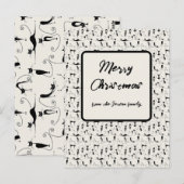 クリスマスシックなブラッククリームキャットファミリーホリデーカード ポストカード (正面/裏面)