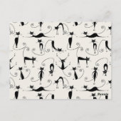 クリスマスシックなブラッククリームキャットファミリーホリデーカード ポストカード (裏面)