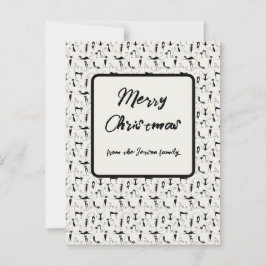 クリスマスシックなブラッククリームキャットファミリーホリデーカード ポストカード