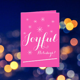 クリスマスシックガーリースクリプトホットピンクホリデーカード シーズンカード