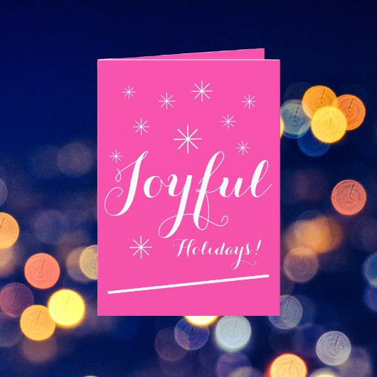 クリスマスシックガーリースクリプトホットピンクホリデーカード シーズンカード