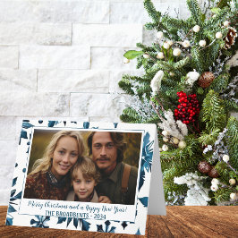 クリスマスシックブルースノーフレークホリデーフォトフォールディング シーズンカード