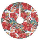 クリスマスシックモダンフェスティバルウォーターカラーフローラ ブラッシュドポリエステルツリースカート (正面)