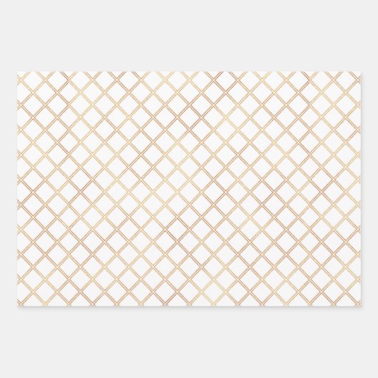 クリスマスシック金ゴールドホワイトスター抽象芸術パターン ラッピングペーパーシート (正面3)