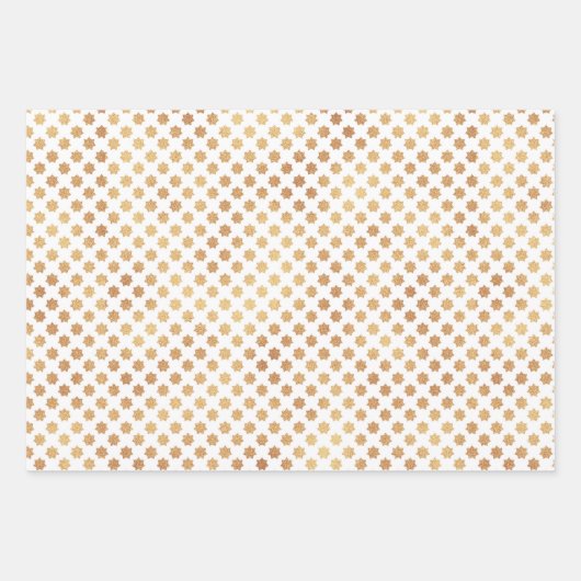 クリスマスシック金ゴールドホワイトスター抽象芸術パターン ラッピングペーパーシート (正面)