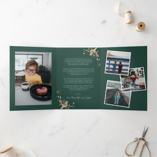 クリスマスシトラスボタニカル花模様 |写真7 三つ折り招待状 (内部)