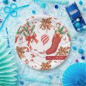 クリスマスシナモンとペパーミントパターン ペーパープレート (パーティー)