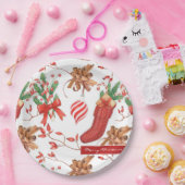 クリスマスシナモンとペパーミントパターン ペーパープレート (パーティー)