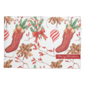 クリスマスシナモンとペパーミントパターン 枕カバー (裏面)