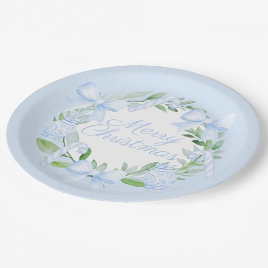 クリスマスシノワセリーウォーターカラージンジャージャーリース ペーパープレート (アングル)