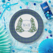 クリスマスシノワセリーシックモノグラムウェディングシャワー ペーパープレート (パーティー)