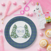 クリスマスシノワセリーシックモノグラムウェディングシャワー ペーパープレート (パーティー)