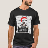 クリスマスシベリアのハスキー愛好家サンタハットドッグクリスマス Tシャツ (正面)