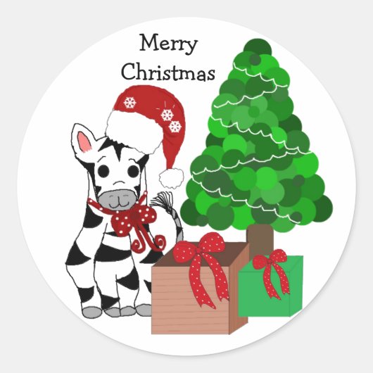 クリスマスシマウマ ラウンドシール (正面)