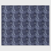 クリスマスシャイニーな青いリボンツリー輝き ラッピングペーパー (フラット)