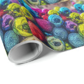 クリスマスシャイニーオーナメントブルーグリーンレッドピンク ラッピングペーパー (ロールコーナー)