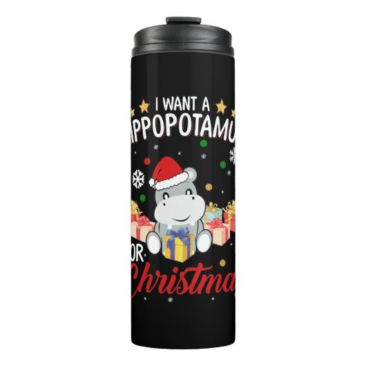 クリスマスシャツにカバが欲しい タンブラー (正面)