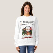 クリスマスシャツの本を届けるかわいいサンタ スウェットシャツ (正面フル)