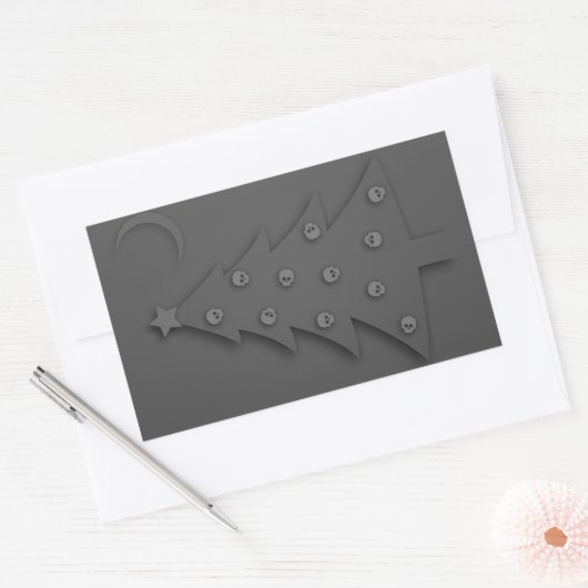 クリスマスシャドウツリー 長方形シール (封筒)