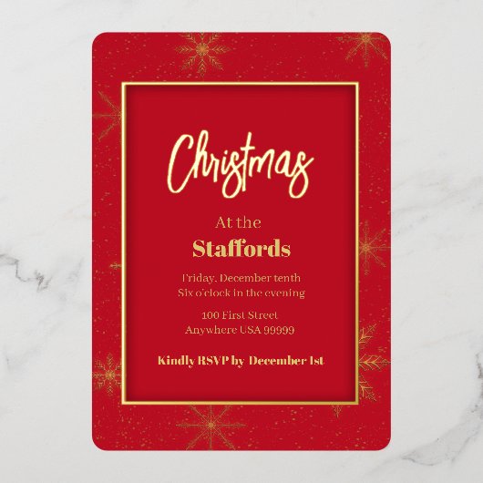 クリスマスシャドーボックスゴールドフォイル招待状 箔招待状 (正面)