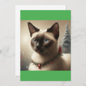 クリスマスシャム猫サンタ猫Tシャツ シーズンカード (正面/裏面)