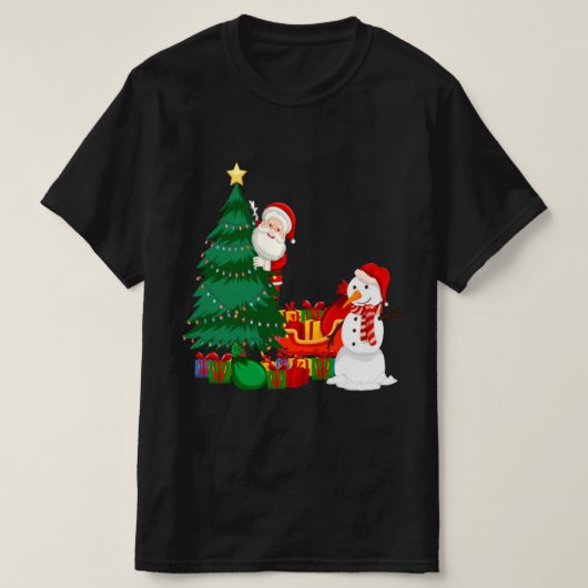 クリスマスシャメリーツと明るいクリスマスライト Tシャツ (デザイン正面)