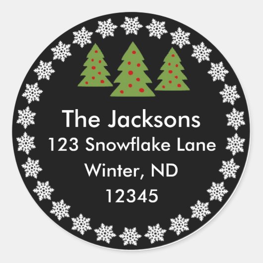 クリスマスシャルボードスノーフレークツリー住所 シール (正面)