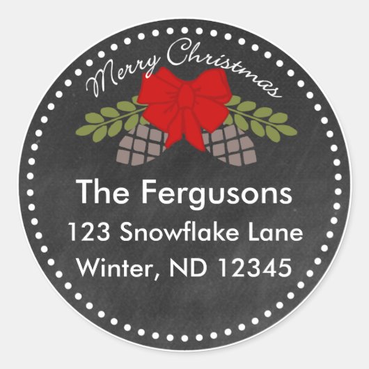 クリスマスシャルボードパインコーン住所 シール (正面)