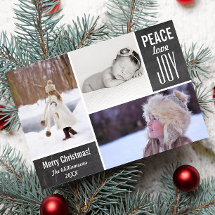 クリスマスシャルボードピースラブ喜び写真コラージュ シーズンカード