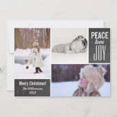 クリスマスシャルボードピースラブ喜び写真コラージュ シーズンカード (正面)