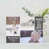 クリスマスシャルボードピースラブ喜び写真コラージュ シーズンカード (スタンド正面)