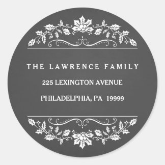 クリスマスシャルボードホリーリースアドレスステッカー ラウンドシール