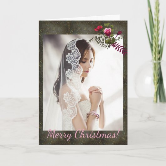 クリスマスシャルボード金ゴールドシルバースターズスカイフォト ノートカード (正面)