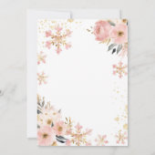 クリスマスシャワーの途中のピンクの小さなスノーフレーク 招待状 (裏面)