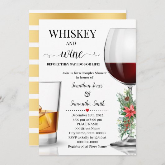 クリスマスシャワーを浴びる前にウイスキーとワイン 招待状 (正面/裏面)