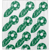 クリスマスシャワーカーテングリーンホワイトスターズ シャワーカーテン (正面)