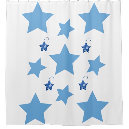 クリスマスシャワーカーテンブルースターズ シャワーカーテン (正面)