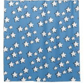 クリスマスシャワーカーテンブルーホワイトスターズ シャワーカーテン (正面)