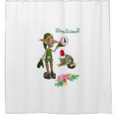 クリスマスシャワーカーテンポッサム小妖精や小人 シャワーカーテン (正面)