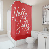 クリスマスシャワーカーテンレッドホリーすてき シャワーカーテン (インサイチュ)