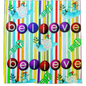 クリスマスシャワーカーテン信じ雪だるま シャワーカーテン (正面)