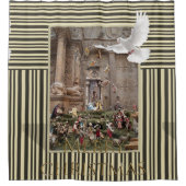 クリスマスシャワーカーテン、イエスストライプ様 シャワーカーテン (正面)