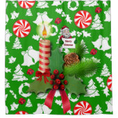 クリスマスシャワーカーテン、クリスマスキャンドル シャワーカーテン (正面)