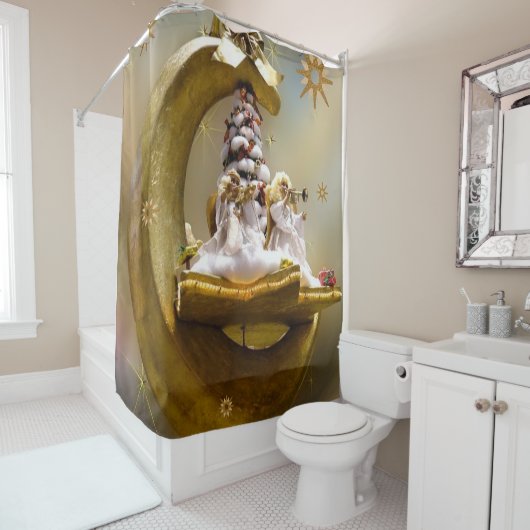 クリスマスシャワーカーテン、クリスマス天使 シャワーカーテン (インサイチュ)