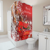 クリスマスシャワーカーテン/サンタ&スレイ シャワーカーテン (インサイチュ)